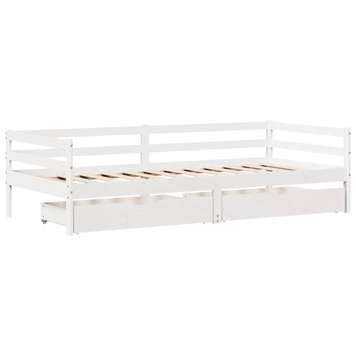 Pat de zi cu sertare, alb, 90x200 cm, lemn masiv pin - WALTI WALTI
