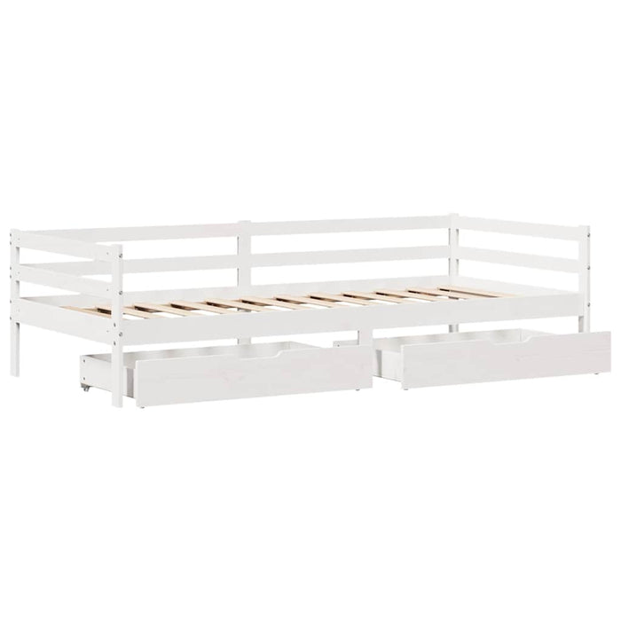 Pat de zi cu sertare, alb, 90x200 cm, lemn masiv pin - WALTI WALTI
