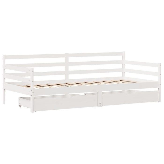 Pat de zi cu sertare, alb, 90x200 cm, lemn masiv pin - WALTI WALTI