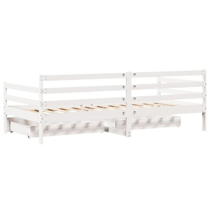 Pat de zi cu sertare, alb, 90x200 cm, lemn masiv pin - WALTI WALTI