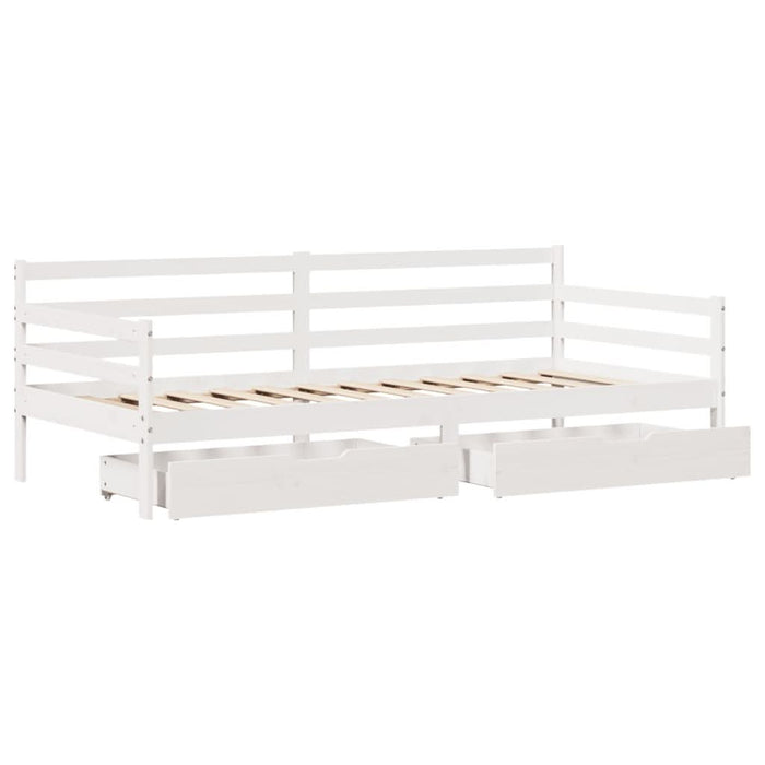 Pat de zi cu sertare, alb, 90x200 cm, lemn masiv pin - WALTI WALTI