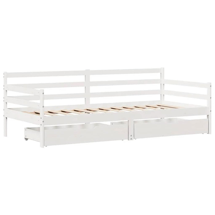 Pat de zi cu sertare, alb, 90x190 cm, lemn masiv pin - WALTI WALTI