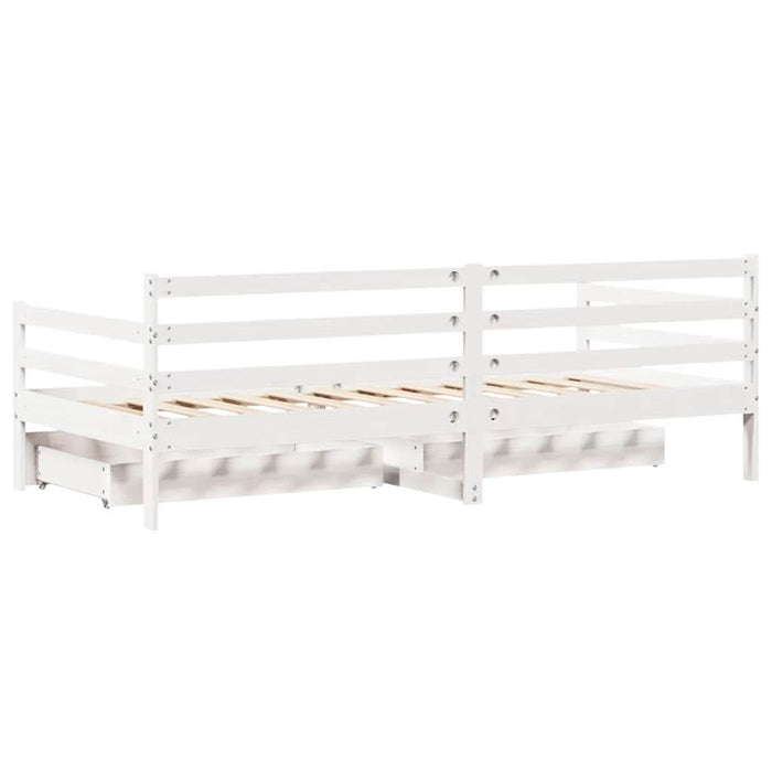 Pat de zi cu sertare, alb, 90x190 cm, lemn masiv pin - WALTI WALTI