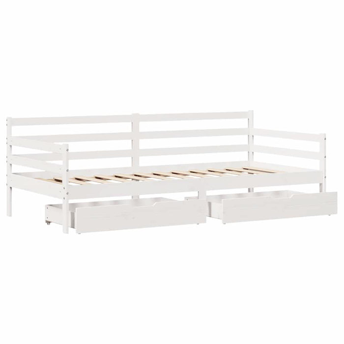Pat de zi cu sertare, alb, 90x190 cm, lemn masiv pin - WALTI WALTI