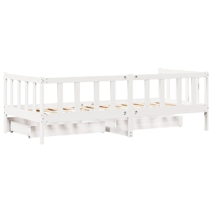 Pat de zi cu sertare, alb, 90x190 cm, lemn masiv pin - WALTI WALTI