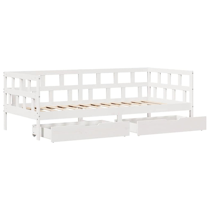 Pat de zi cu sertare, alb, 80x200 cm, lemn masiv pin - WALTI WALTI