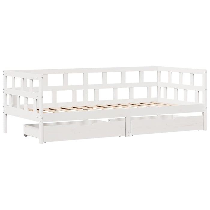 Pat de zi cu sertare, alb, 90x190 cm, lemn masiv pin - WALTI WALTI