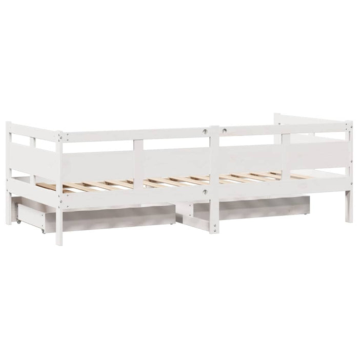 Pat de zi cu sertare, alb, 90x200 cm, lemn masiv pin - WALTI WALTI
