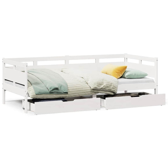 Pat de zi cu sertare, alb, 90x190 cm, lemn masiv pin - WALTI WALTI