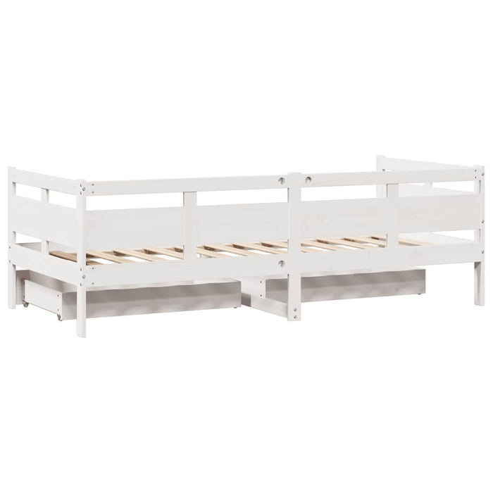 Pat de zi cu sertare, alb, 90x190 cm, lemn masiv pin - WALTI WALTI