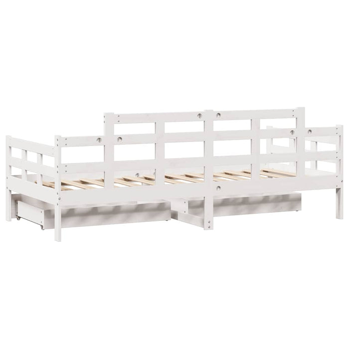 Pat de zi cu sertare, alb, 90x200 cm, lemn masiv pin - WALTI WALTI