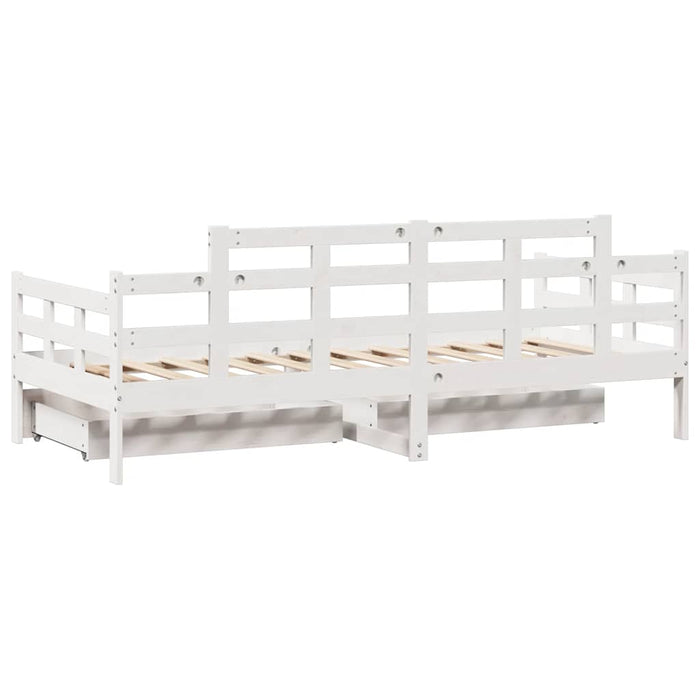 Pat de zi cu sertare, alb, 80x200 cm, lemn masiv pin - WALTI WALTI