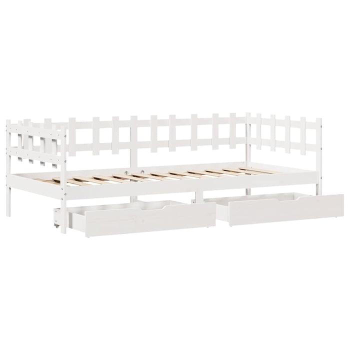 Pat de zi cu sertare, alb, 80x200 cm, lemn masiv pin - WALTI WALTI