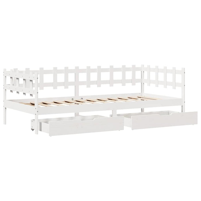 Pat de zi cu sertare, alb, 90x200 cm, lemn masiv pin - WALTI WALTI