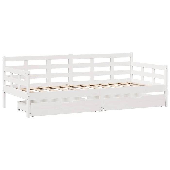 Pat de zi cu sertare, alb, 90x200 cm, lemn masiv pin - WALTI WALTI