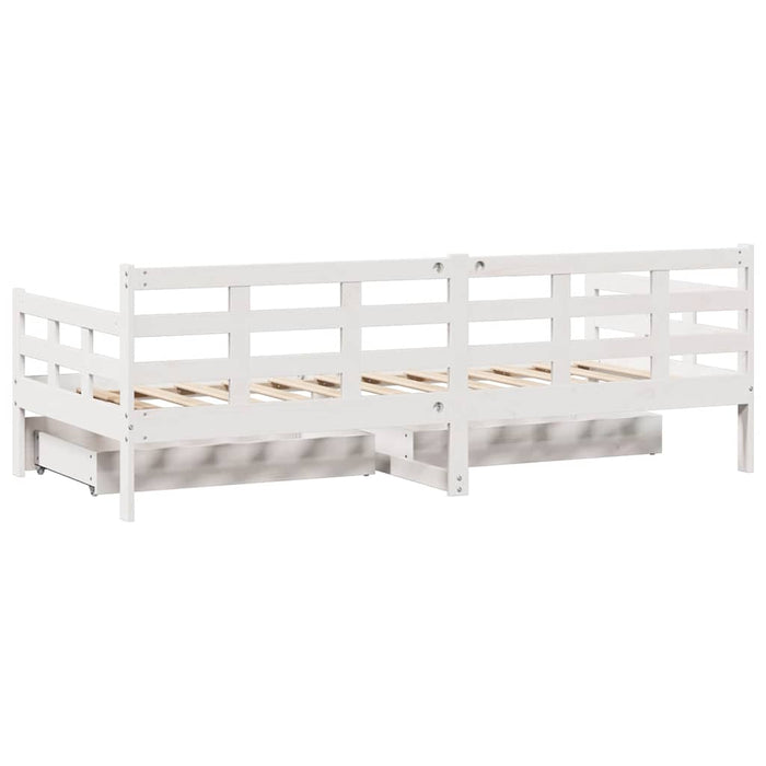 Pat de zi cu sertare, alb, 90x200 cm, lemn masiv pin - WALTI WALTI