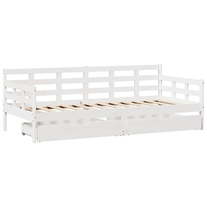 Pat de zi cu sertare, alb, 90x190 cm, lemn masiv pin - WALTI WALTI