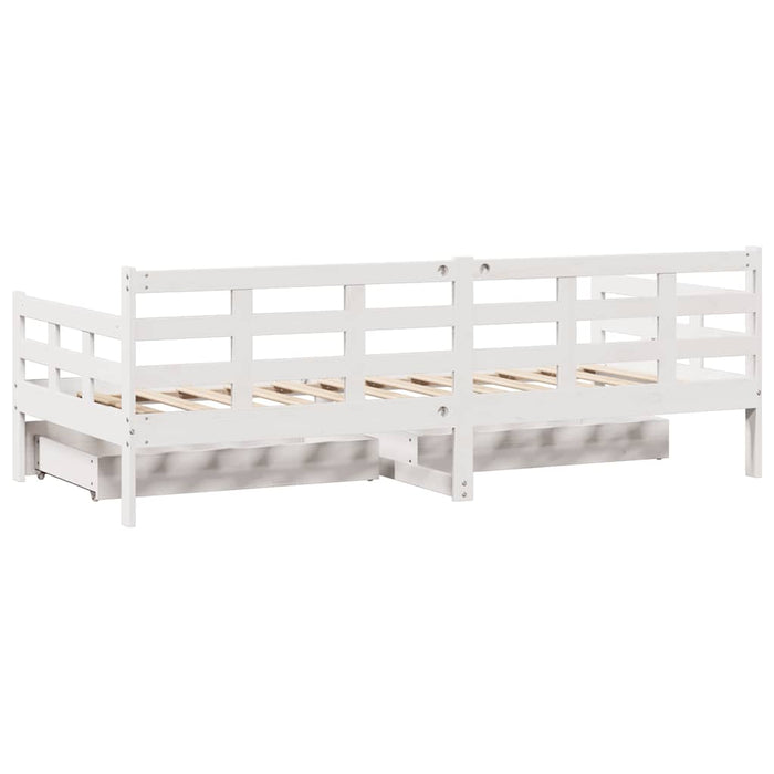 Pat de zi cu sertare, alb, 90x190 cm, lemn masiv pin - WALTI WALTI