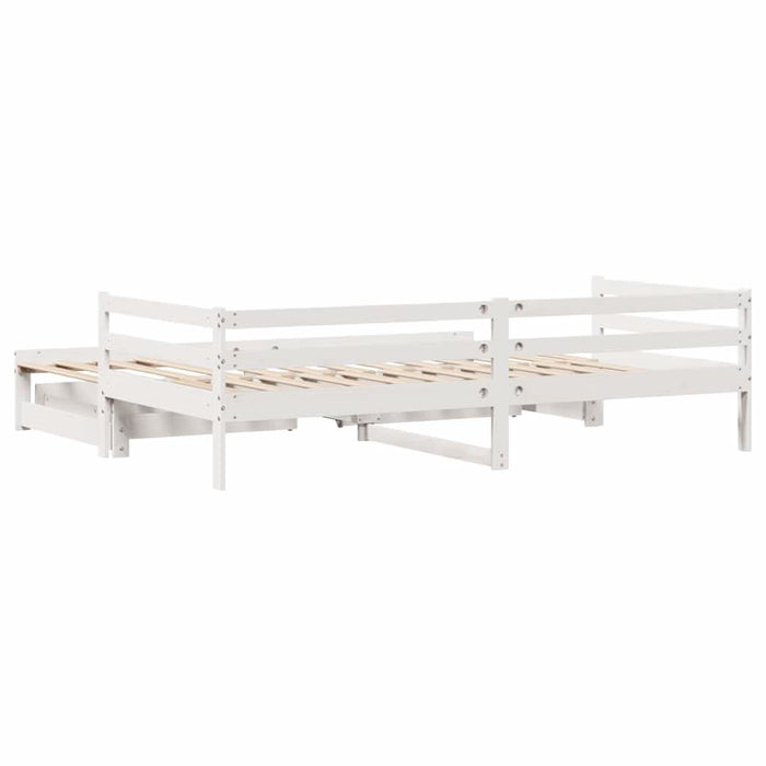 Pat de zi cu sertare, alb, 90x200 cm, lemn masiv pin - WALTI WALTI