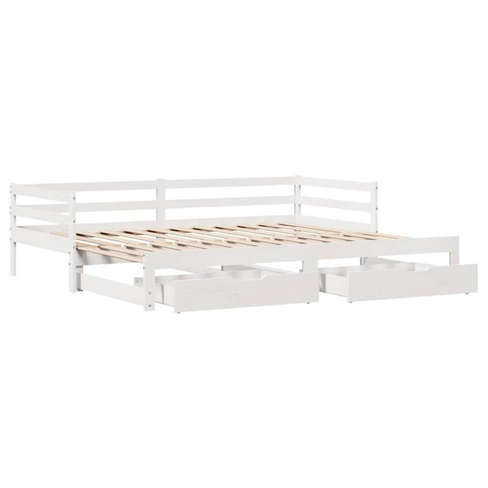 Pat de zi cu sertare, alb, 90x200 cm, lemn masiv pin - WALTI WALTI