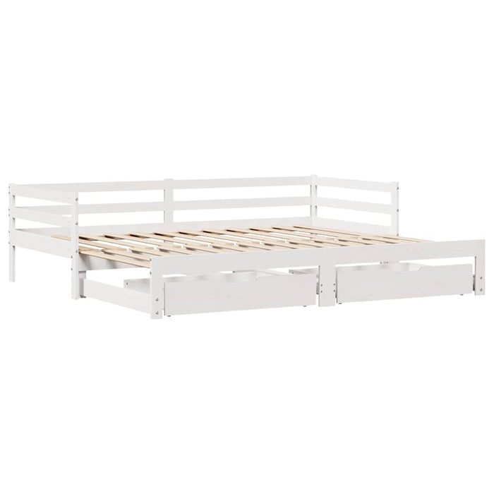 Pat de zi cu extensie și sertare fără saltea, alb, 90x190 cm - WALTI WALTI