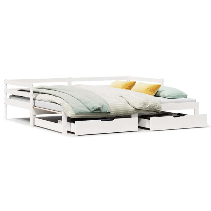 Pat de zi cu extensie și sertare fără saltea, alb, 80x200 cm - WALTI WALTI