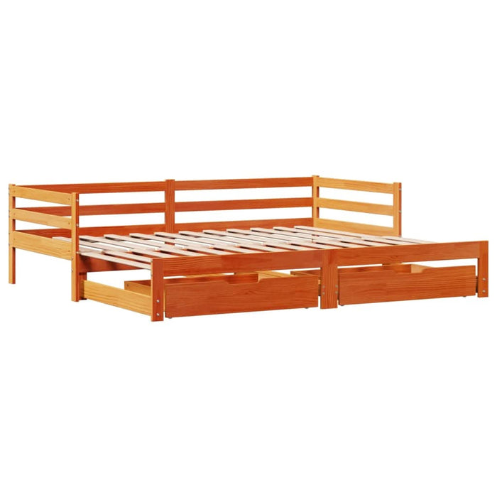 Pat zi cu extensie/sertare maro ceruit 90x200 cm lemn masiv pin - WALTI WALTI