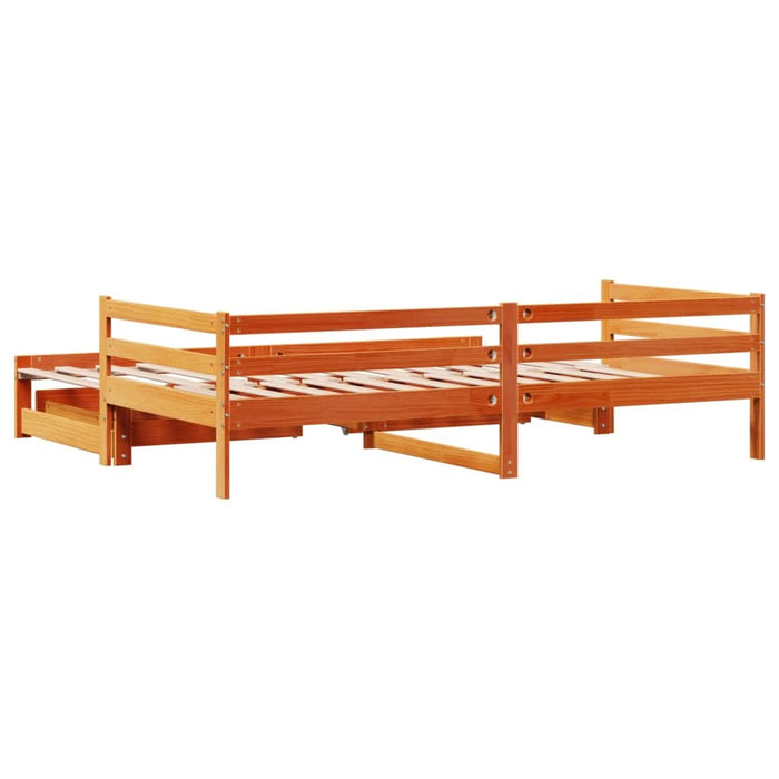 Pat zi cu extensie/sertare maro ceruit 90x200 cm lemn masiv pin - WALTI WALTI
