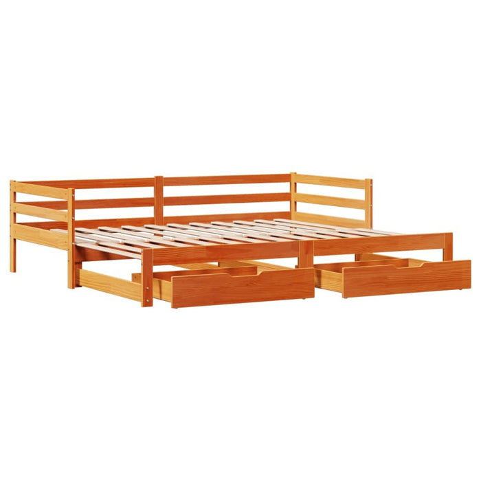Pat zi cu extensie/sertare maro ceruit 90x200 cm lemn masiv pin - WALTI WALTI