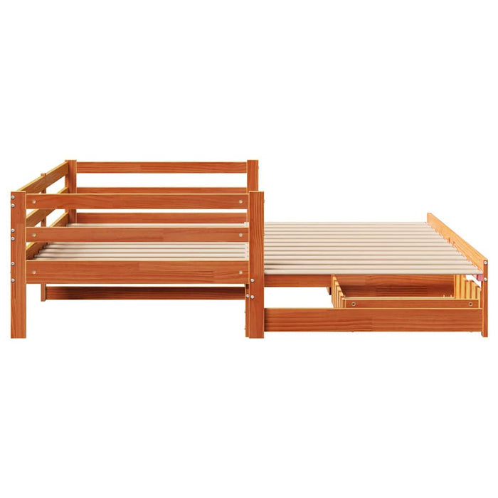 Pat zi cu extensie/sertare maro ceruit 90x190 cm lemn masiv pin - WALTI WALTI