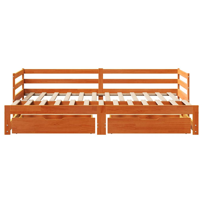 Pat zi cu extensie/sertare maro ceruit 80x200 cm lemn masiv pin - WALTI WALTI