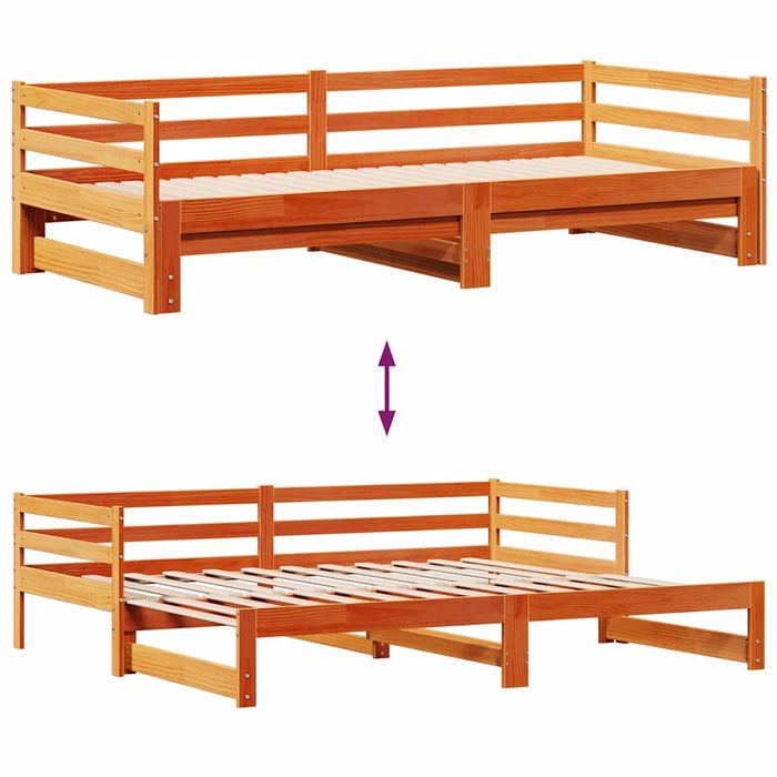 Pat zi cu extensie/sertare maro ceruit 80x200 cm lemn masiv pin - WALTI WALTI