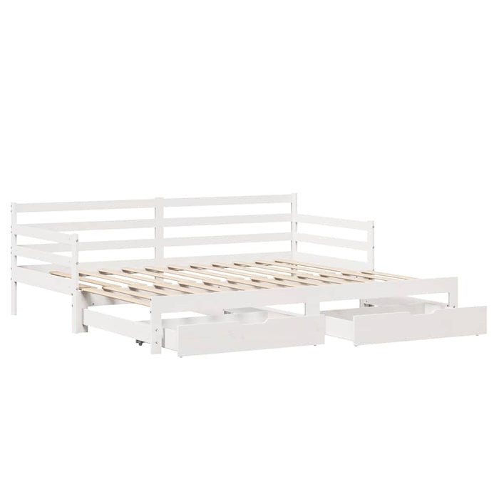 Pat de zi cu sertare, alb, 90x200 cm, lemn masiv pin WALTI