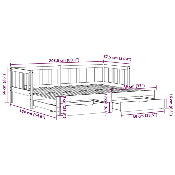 Pat de zi cu extensie și sertare fără saltea, 80x200 cm - WALTI WALTI