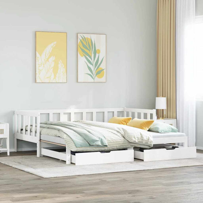 Pat de zi cu extensie și sertare fără saltea, alb, 90x200 cm - WALTI WALTI