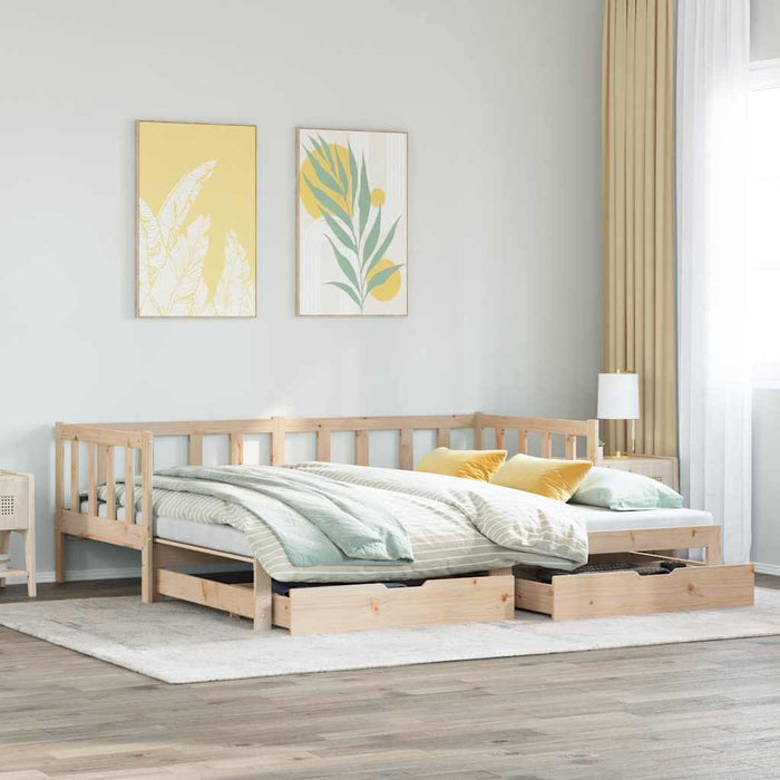 Pat de zi cu extensie și sertare fără saltea, 90x200 cm - WALTI WALTI
