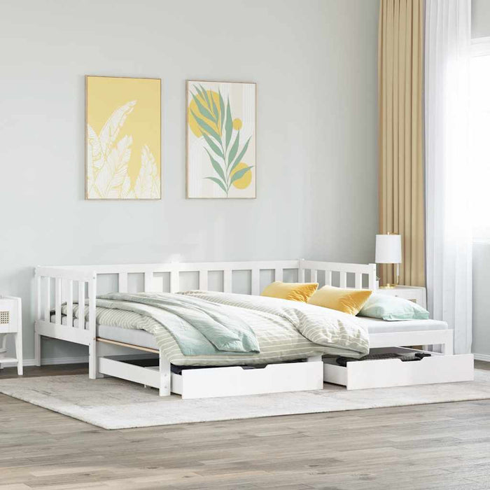 Pat de zi cu extensie și sertare fără saltea, alb, 80x200 cm - WALTI WALTI