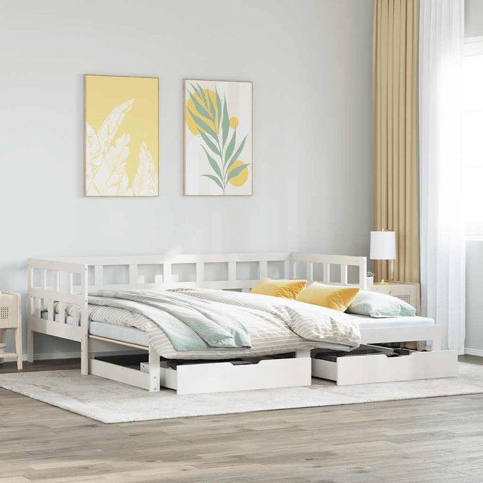 Pat de zi cu extensie și sertare fără saltea, alb, 90x200 cm - WALTI WALTI
