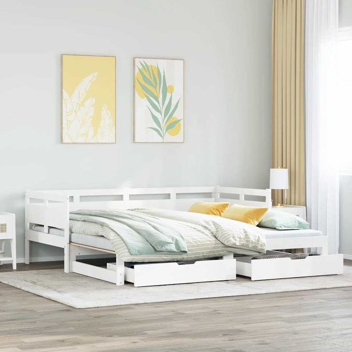 Pat de zi cu extensie și sertare fără saltea, alb, 90x200 cm - WALTI WALTI