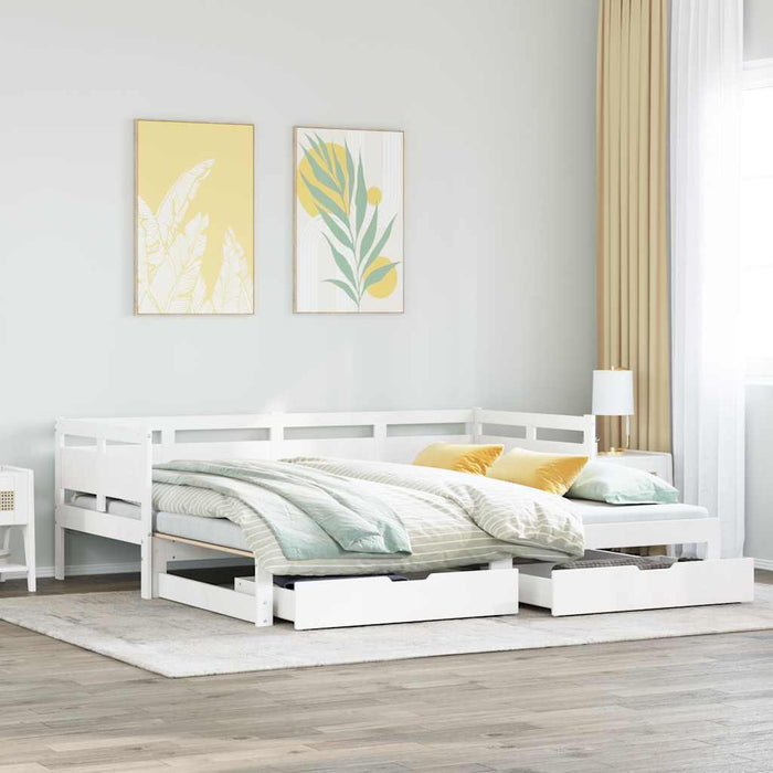 Pat de zi cu extensie și sertare fără saltea, alb, 80x200 cm - WALTI WALTI