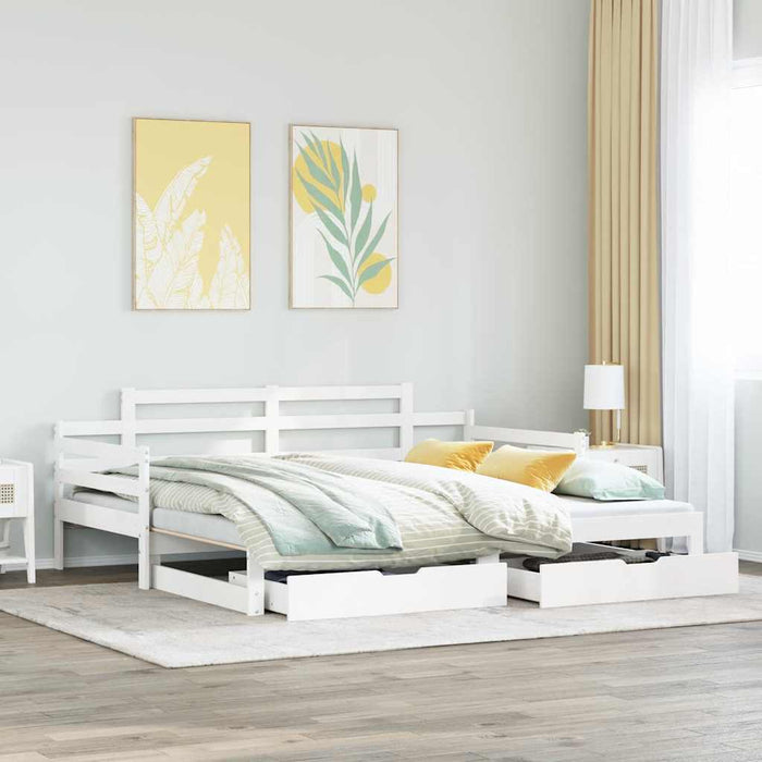 Pat de zi cu extensie și sertare fără saltea, alb, 90x200 cm - WALTI WALTI
