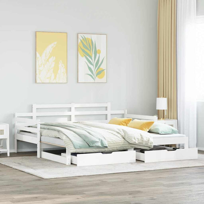 Pat de zi cu extensie și sertare fără saltea, alb, 80x200 cm - WALTI WALTI