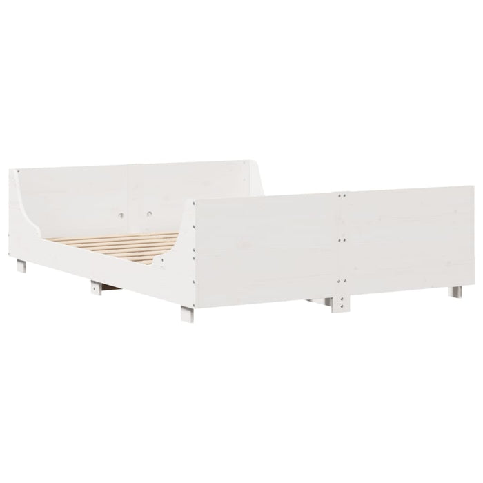 Cadru de pat fără saltea, alb, 135x190 cm, lemn masiv de pin - WALTI WALTI