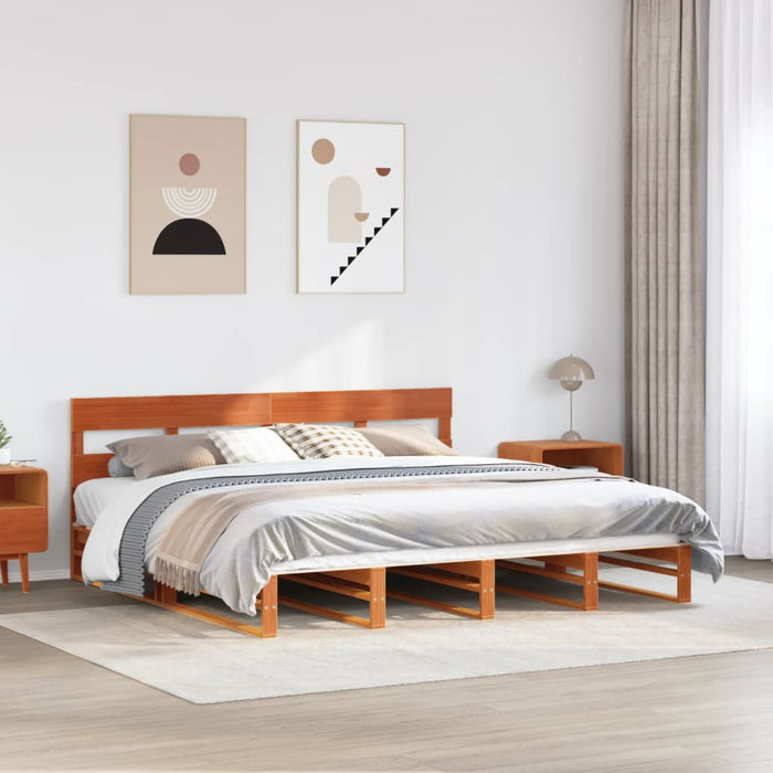 Cadru de pat fără saltea, maro ceruit 180x200 cm lemn masiv pin - WALTI WALTI