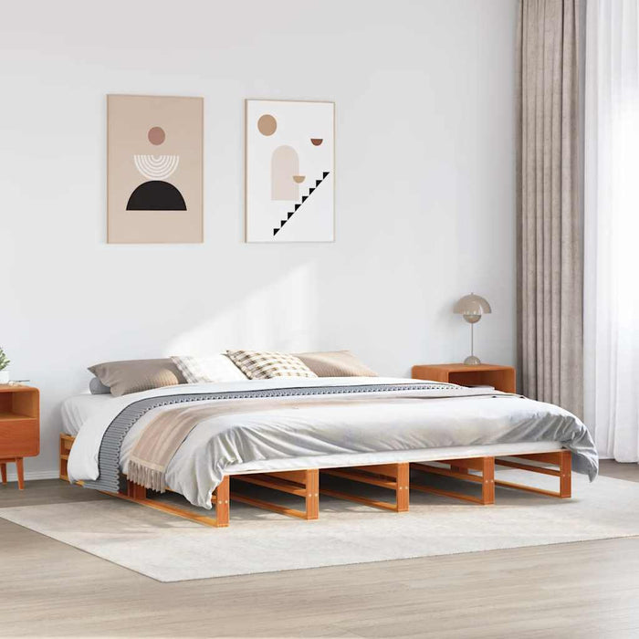 Cadru de pat fără saltea, maro ceruit 180x200 cm lemn masiv pin WALTI