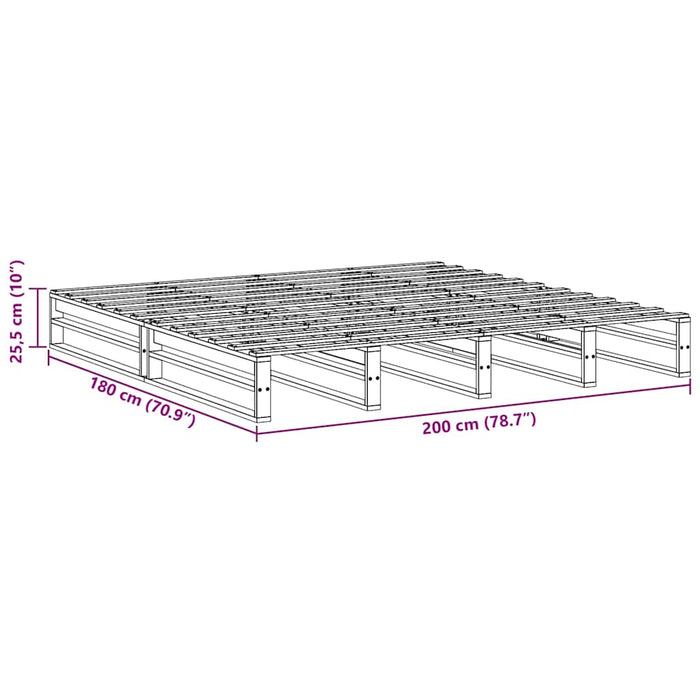Cadru de pat fără saltea, alb, 200x200 cm, lemn masiv pin - WALTI WALTI