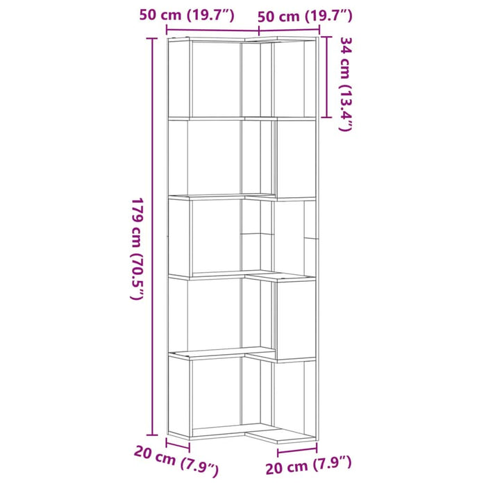 Bibliotecă 5 niveluri alb 50x50x179cm lemn prelucrat - WALTI WALTI