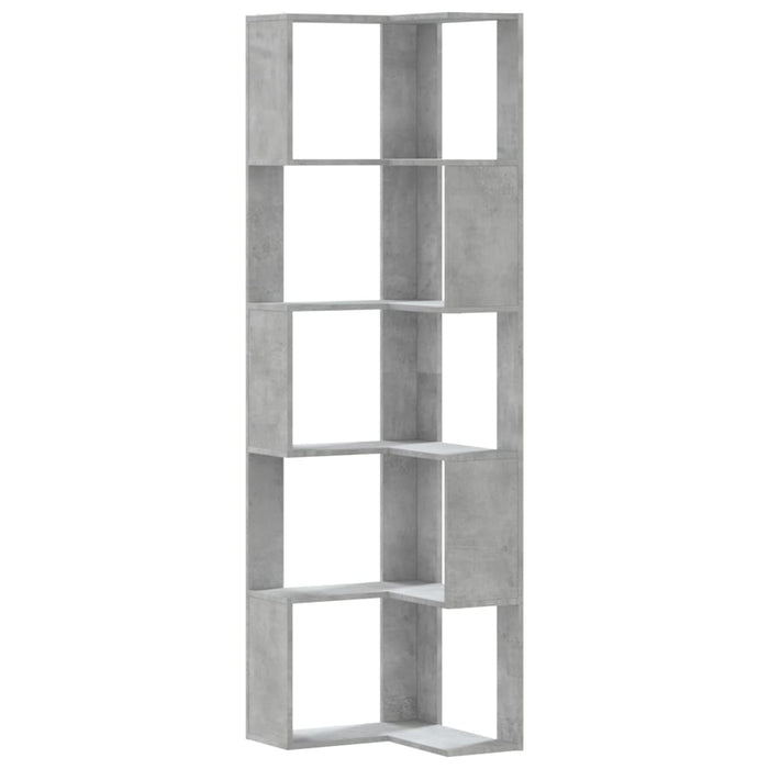 Bibliotecă 5 niveluri gri beton 50x50x179cm lemn prelucrat - WALTI WALTI