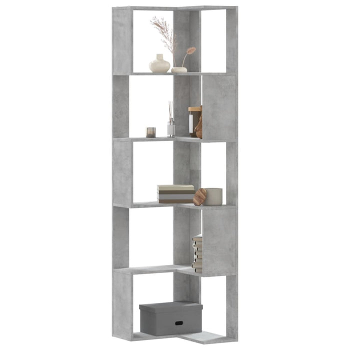 Bibliotecă 5 niveluri gri beton 50x50x179cm lemn prelucrat - WALTI WALTI