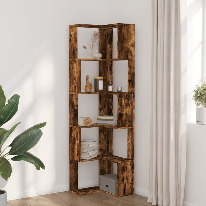 Bibliotecă 5 niveluri stejar fumuriu 50x50x179cm lemn prelucrat - WALTI WALTI